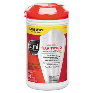 Sani Professional® No-rinse Sanitizing Multi-surface Wipes, White, 175-container, 6-carton freeshipping - TVN Wholesale